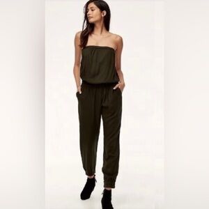 Aritzia Sunday Best Tabata jumpsuit strapless olive green small